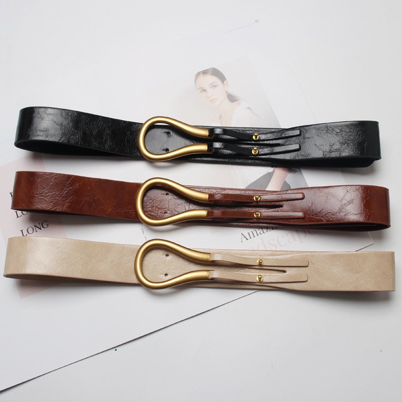 Adjustable Women's U-Shaped Metal Buckle Belt for Skirts and Pants