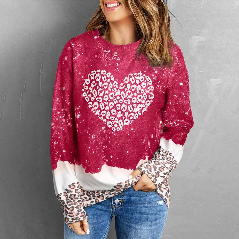 Leopard Splicing Tie-Dye Hooded Sweater