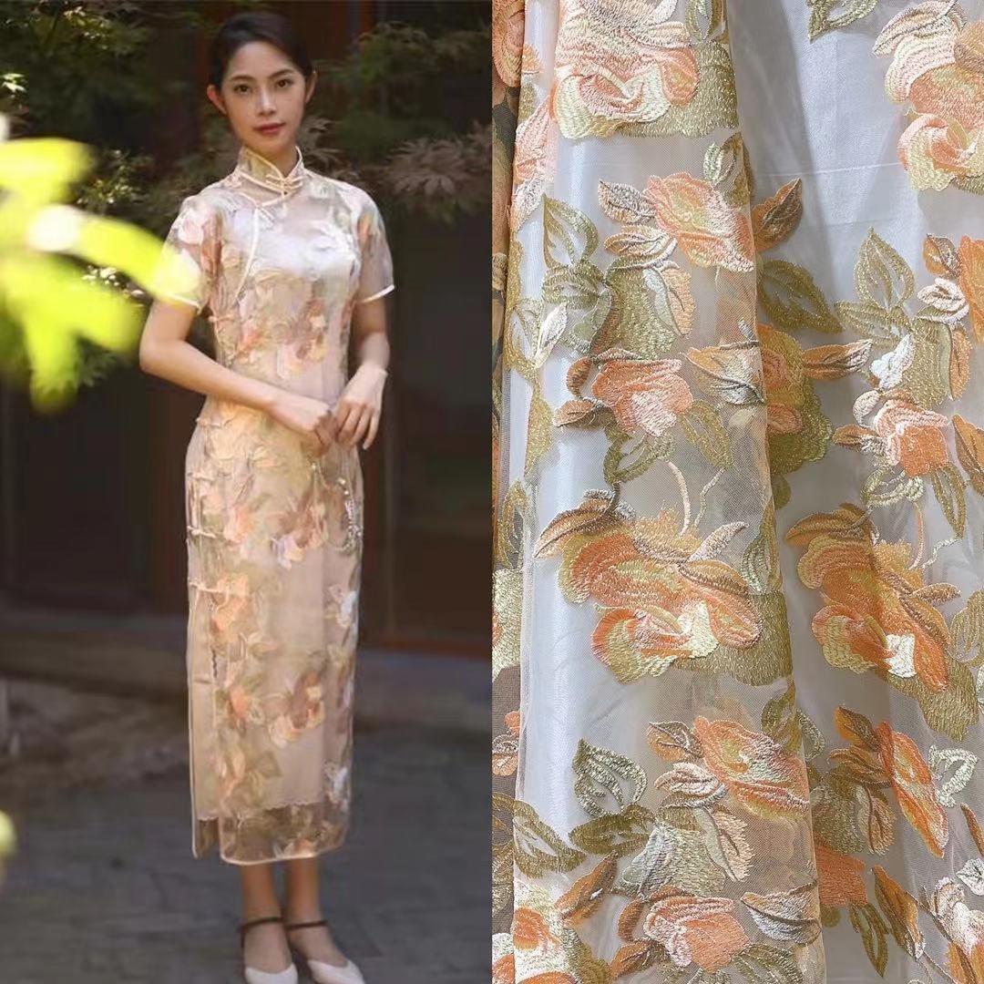 Vibrant Gold Lace Fabric for Embellished Garments