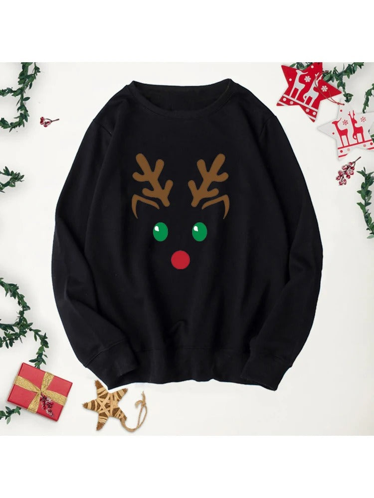 Unisex Cartoon Long Sleeve Cotton Terry Pullover Sweater