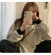 Striped Oversized Long-Sleeve Pullover Sweater
