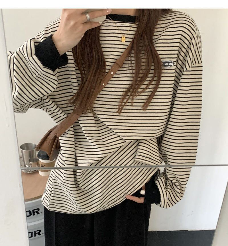 Striped Oversized Long-Sleeve Pullover Sweater
