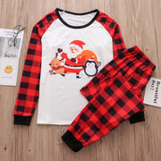 Cozy Family Plaid Suit Set - Parent & Child Cartoon Homewear