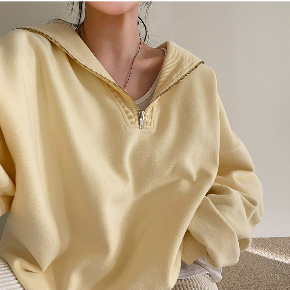 Cute Sailor Collar Loose Pullover Hoodie for Women