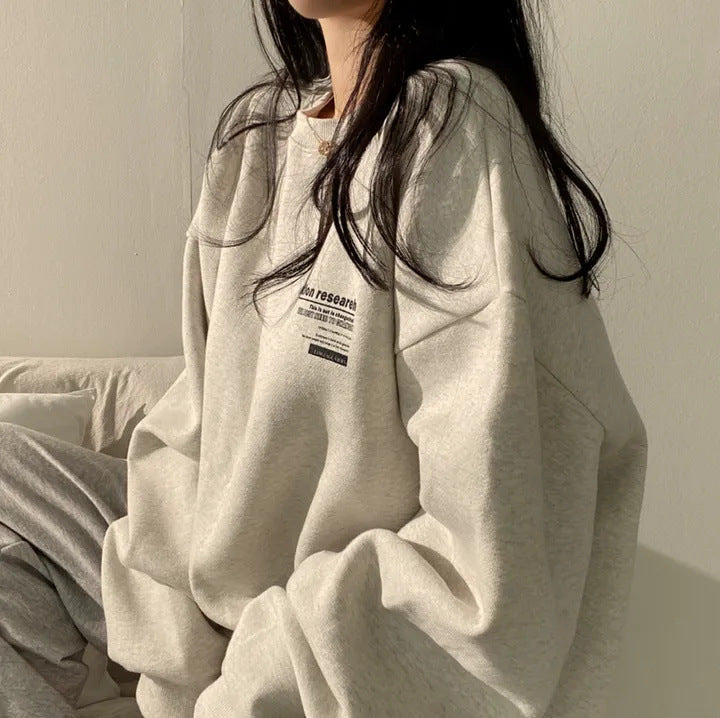 Plus Size Fleece-Lined Loose Hoodie for Women