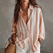 Womens Striped Printed Casual Loose Shirt