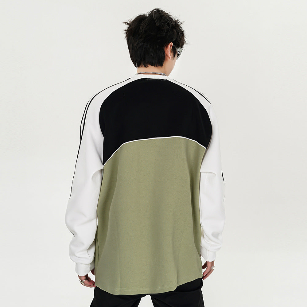 Men's Ribbon Stitching Raglan Sleeve Sweater