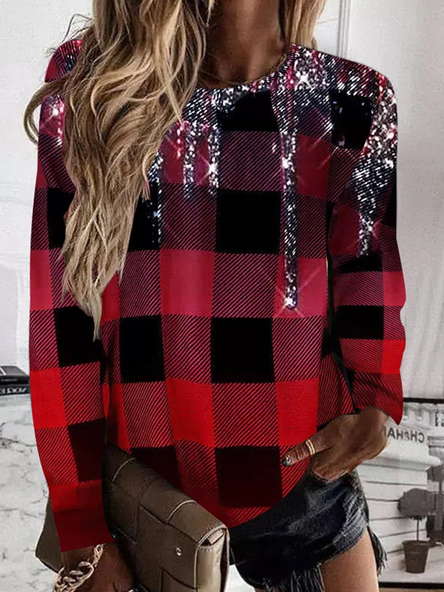 Women's 3D Printed Loose Round Neck Fashion Sweater