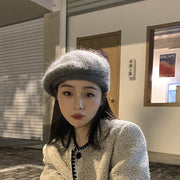 Warm Knitted Mohair Hat for Winter