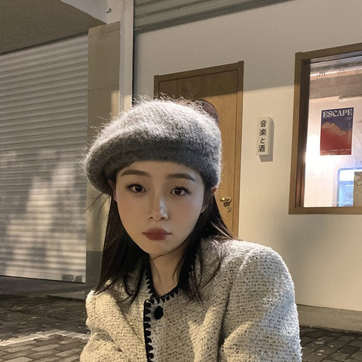 Warm Knitted Mohair Hat for Winter