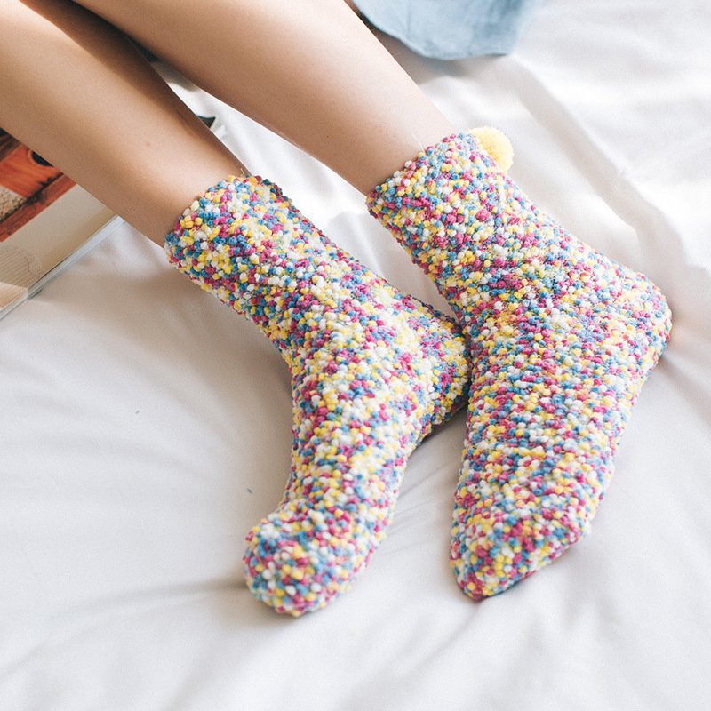 Warm Coral Fleece Sleeping Socks for Women