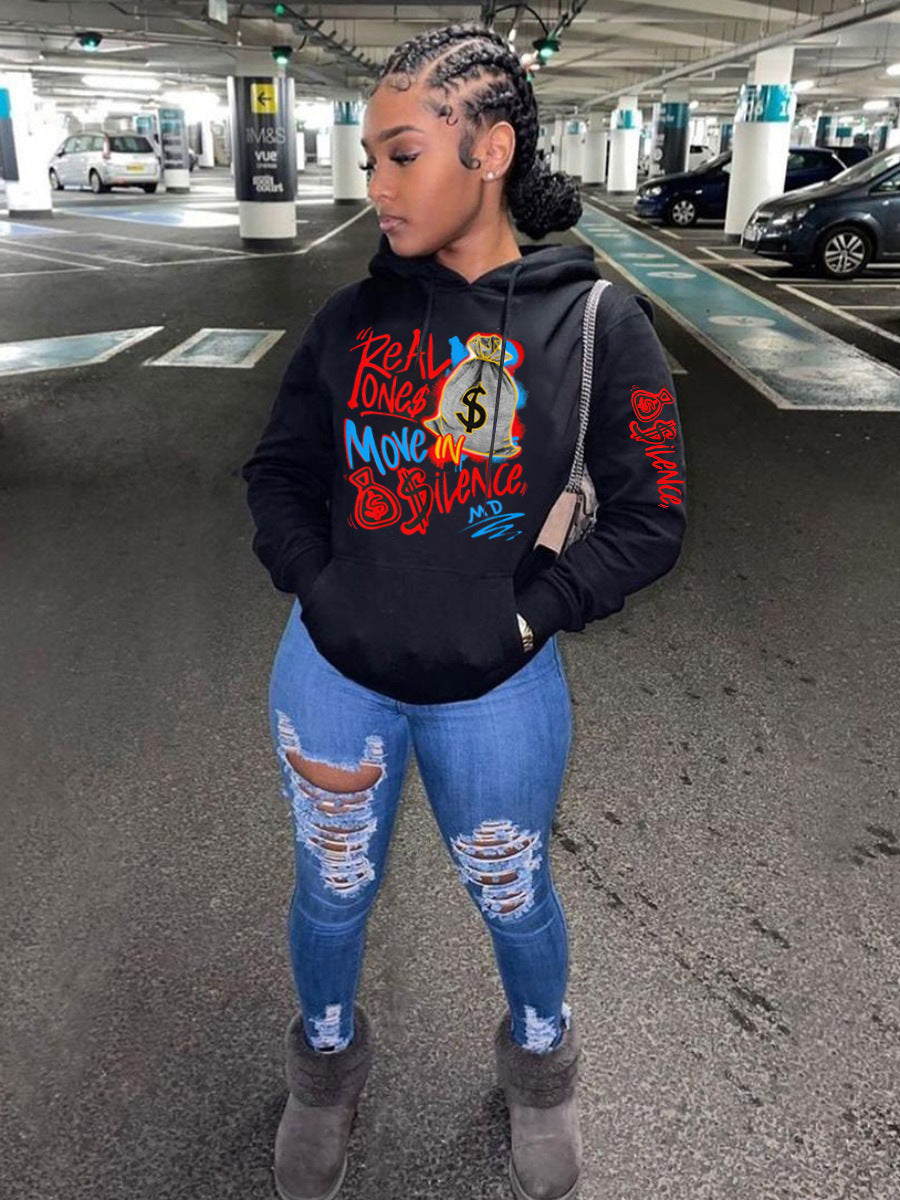 Women's Casual Loose Printed Sweatshirt