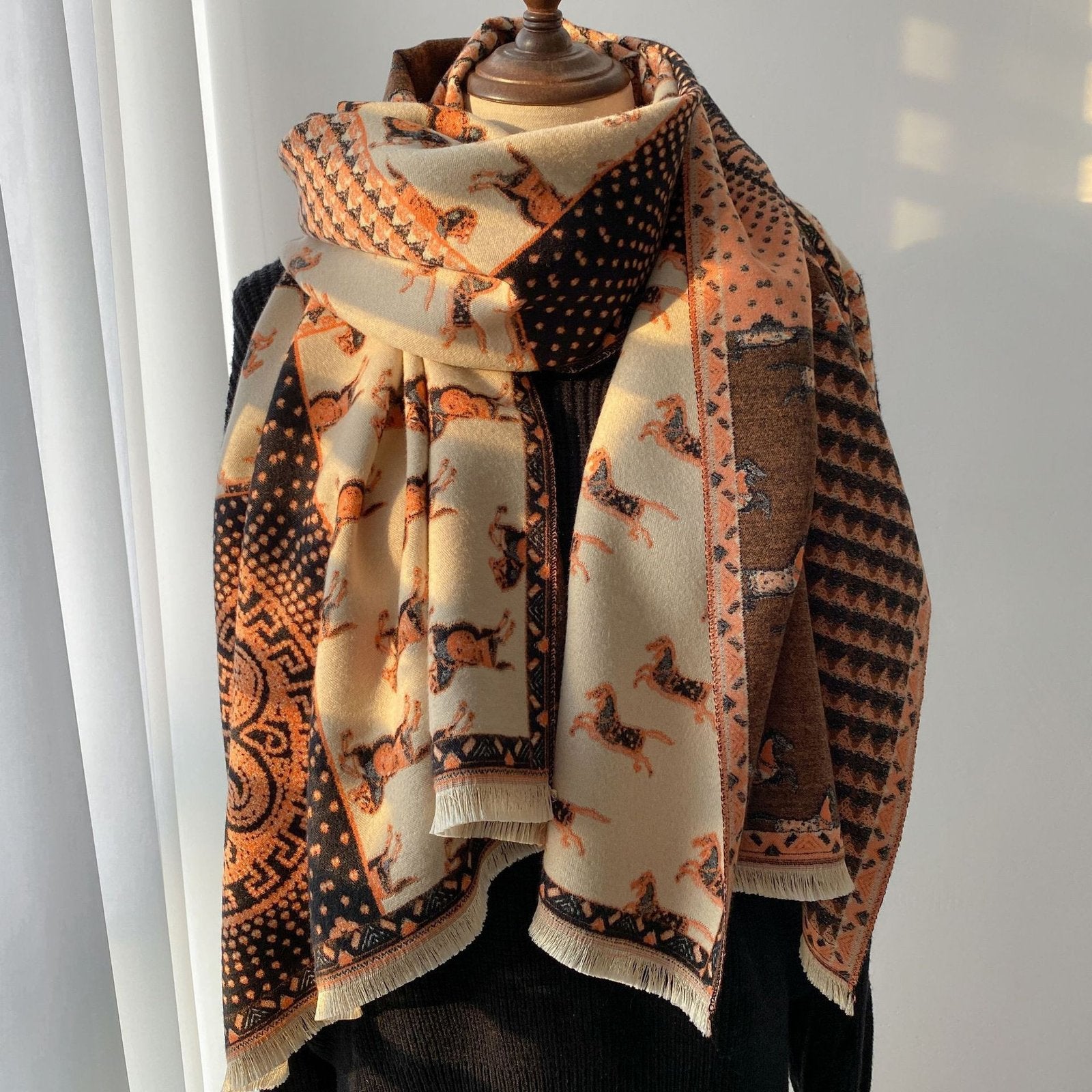 Cozy Carriage Print Scarf for Women