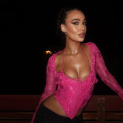 Sexy Lace Waist Hot Girl Cardigan Suit for Women