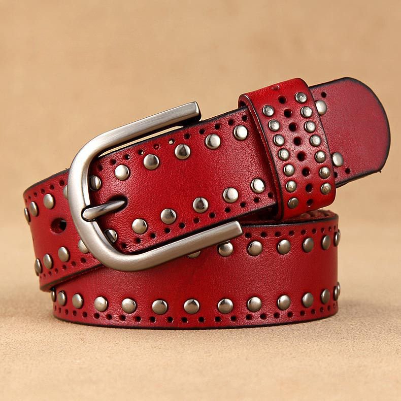 Cowhide Rivet Decorative Belt for Women