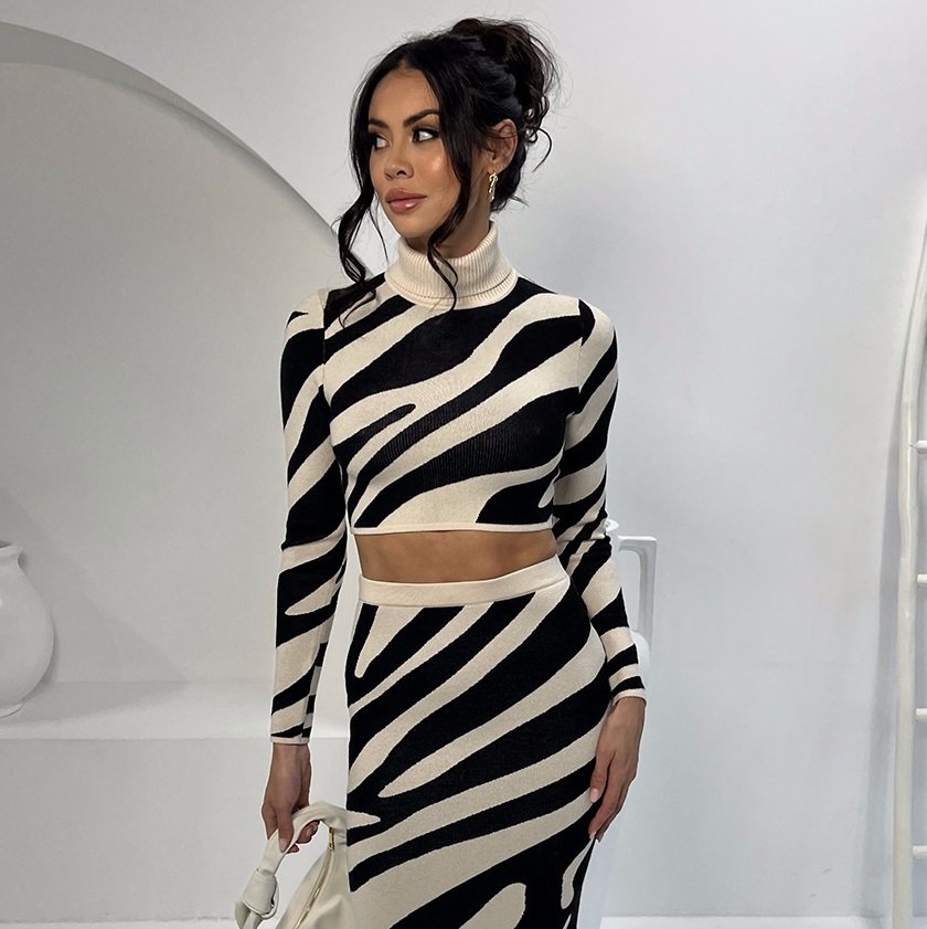 Striped Slim-fit Sheath Skirt Suit for Women