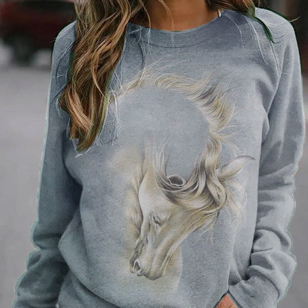 Women's Casual Long Sleeve Round Neck Loose T-Shirt