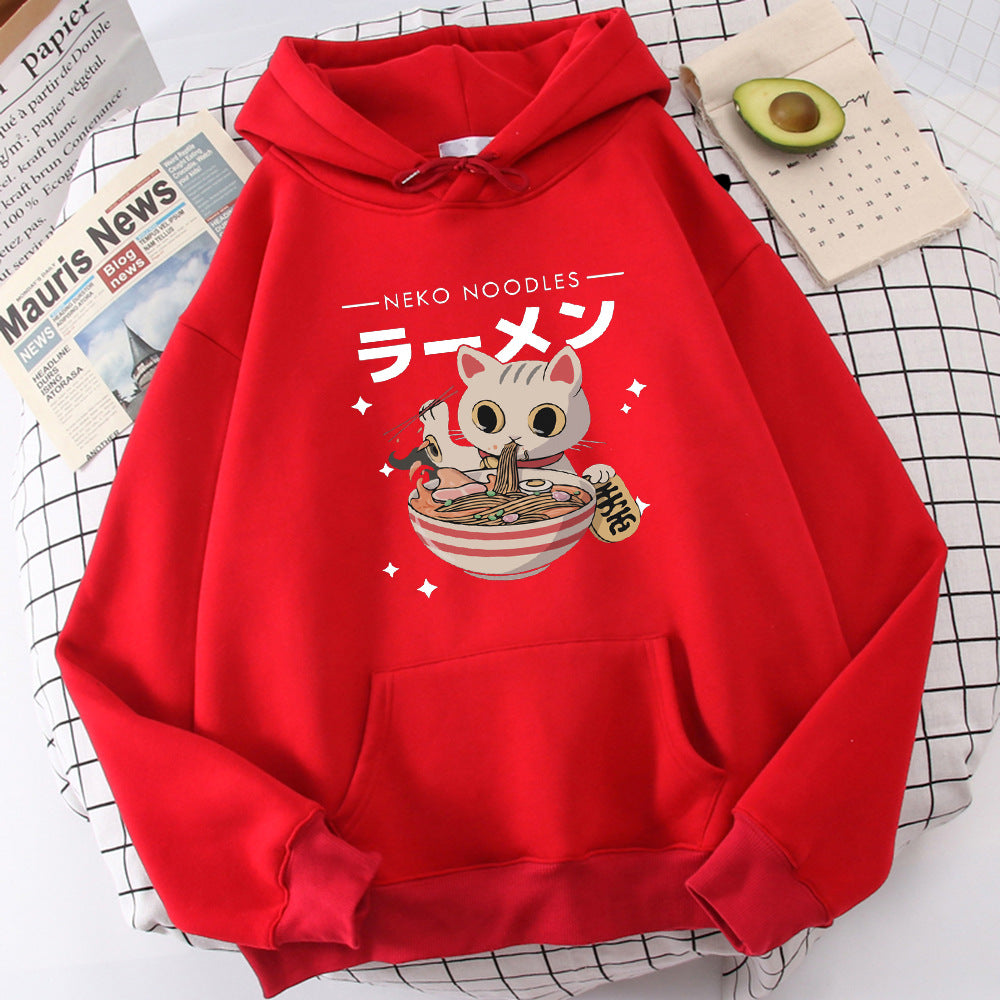 Cute Cat Print Women's Pullover Retro Sweatshirt