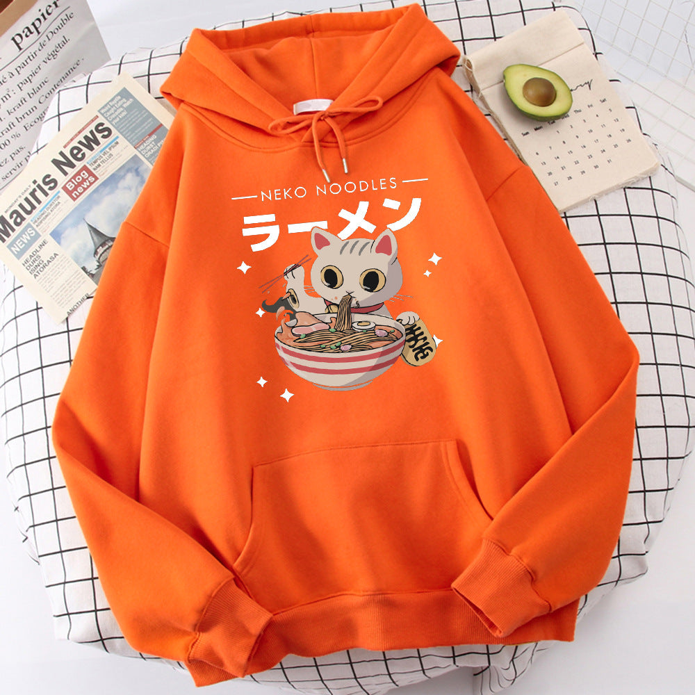 Cute Cat Print Women's Pullover Retro Sweatshirt