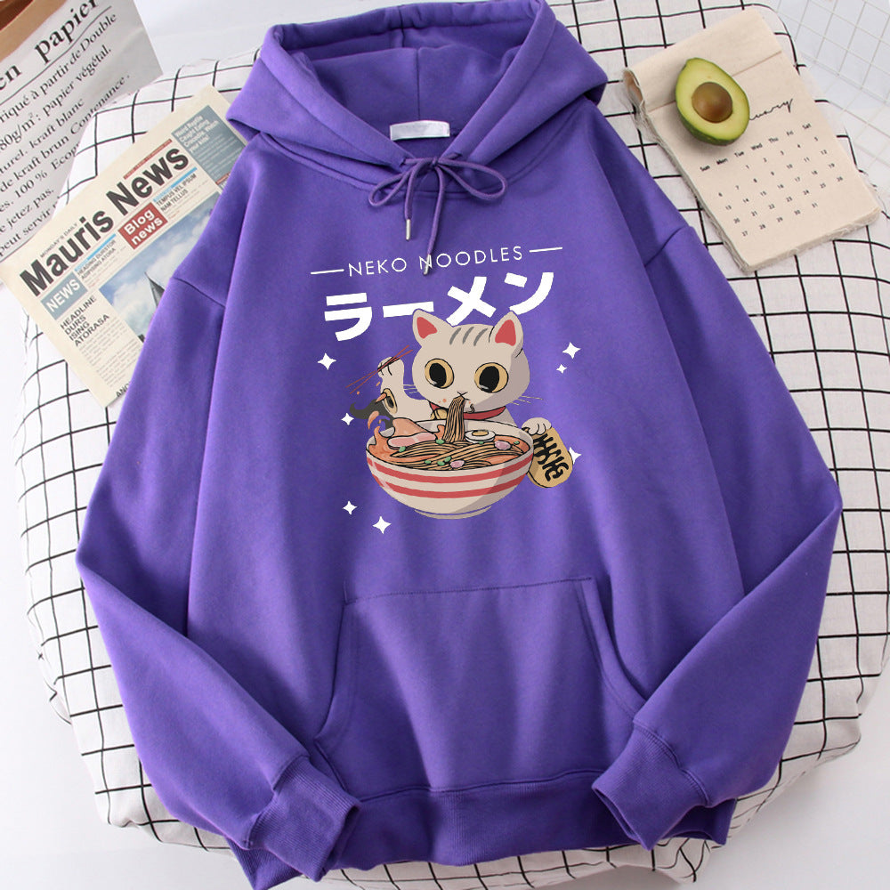 Cute Cat Print Women's Pullover Retro Sweatshirt