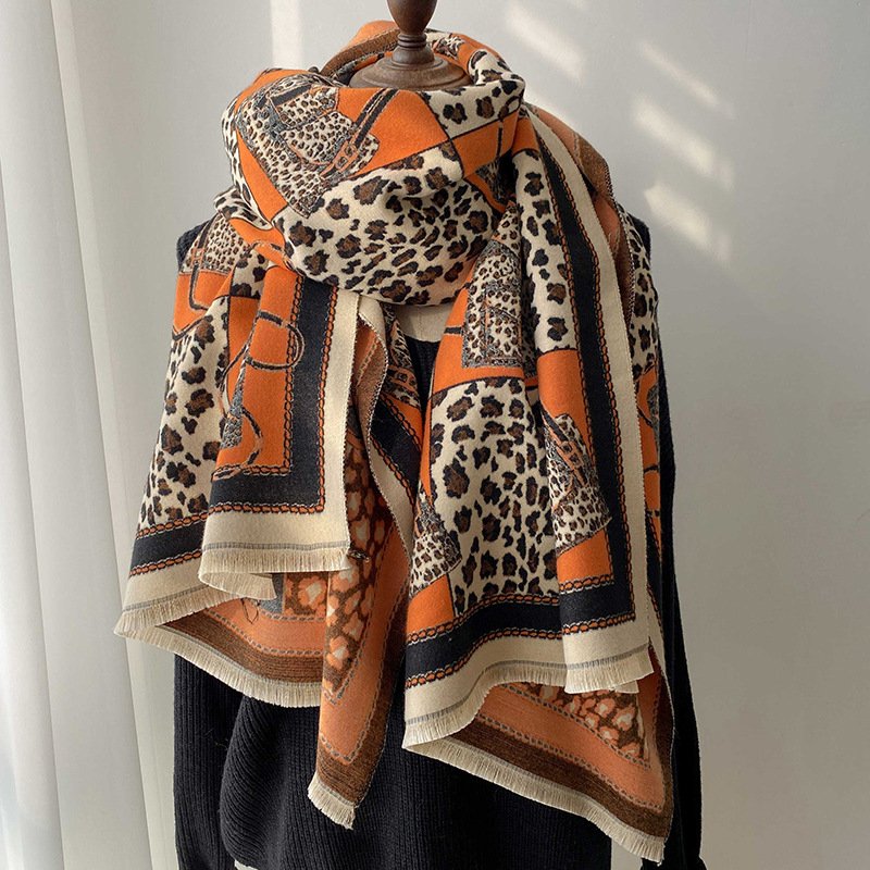 Leopard Jacquard Scarf for Women