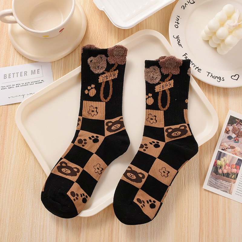 Fashion Mid Calf Socks for Women - 100 Feathers Design