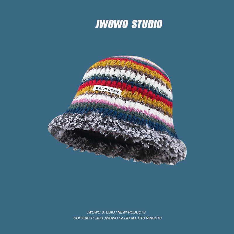 Handmade Fisherman Hat for Women - Colorful Striped Acrylic