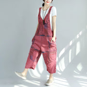 Worn-Look Denim Suspender Pants for Women - Plus Size