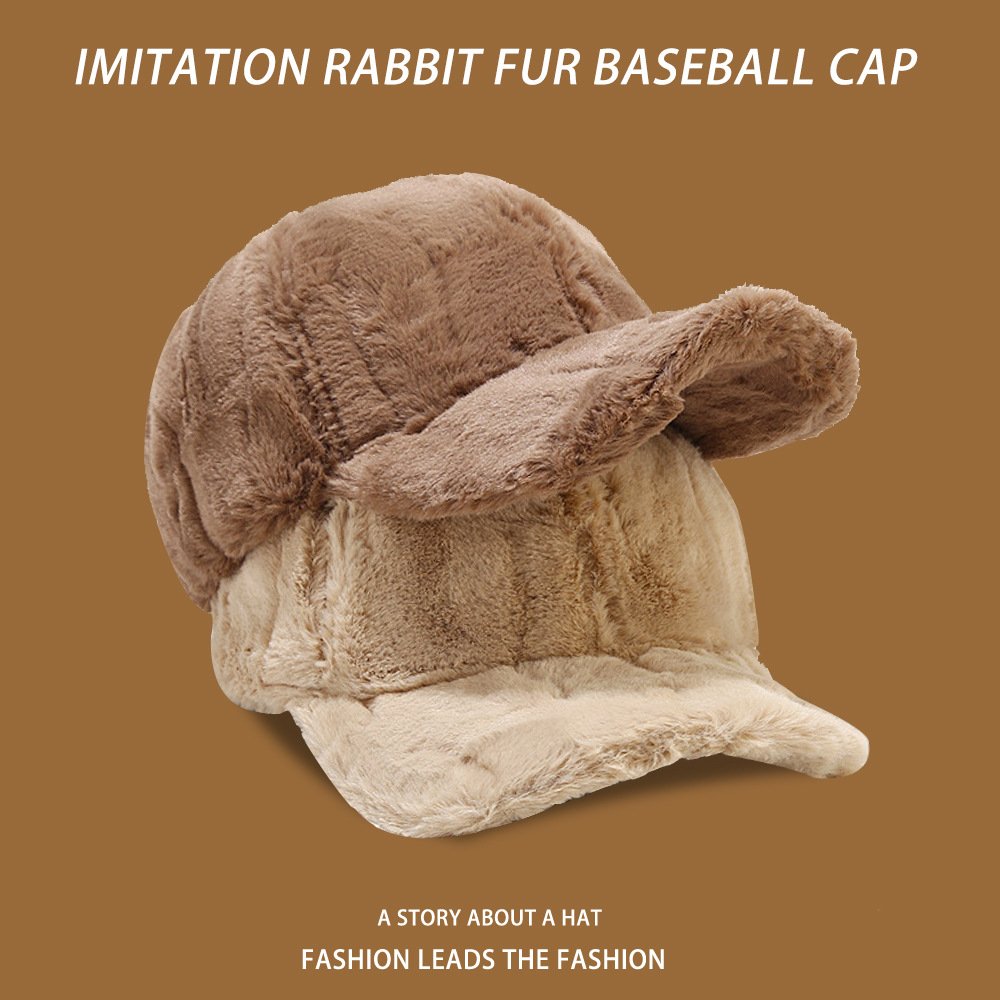 Winter Warm Rabbit Fur Peaked Cap for Men
