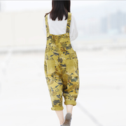 Casual Loose Floral Print Cotton Overalls for Women