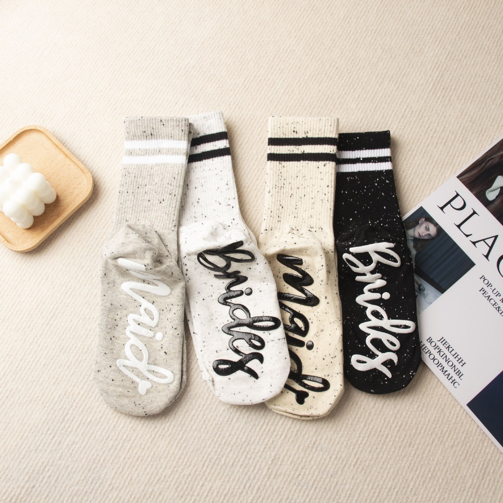 Minimalist English Letter Socks for Women