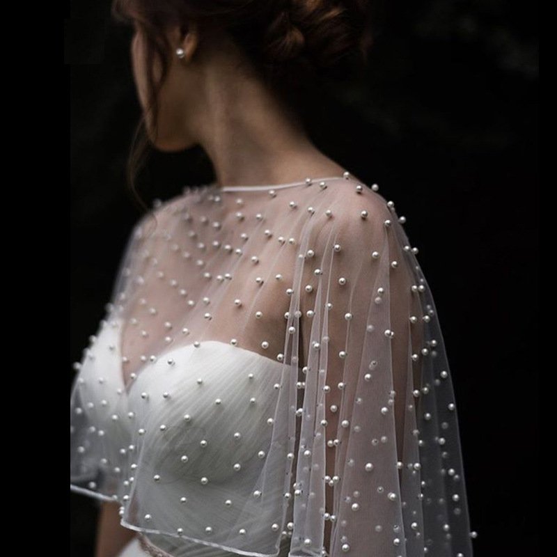 White Ivory Short Mesh Shawl for Women
