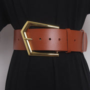 Wide Cowhide Belt with Pin Buckle