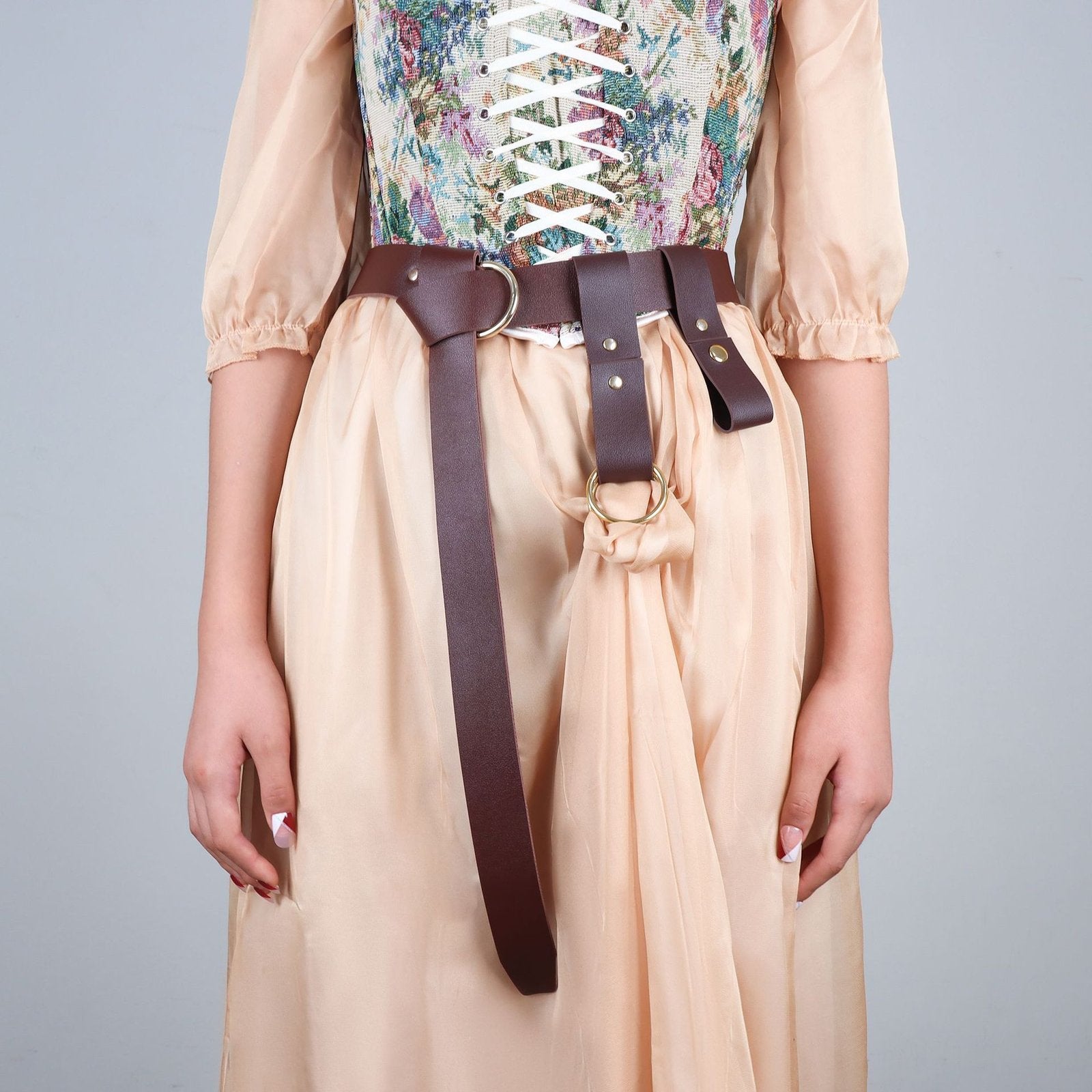 Rustic Leather Belt Set with Metal Accents