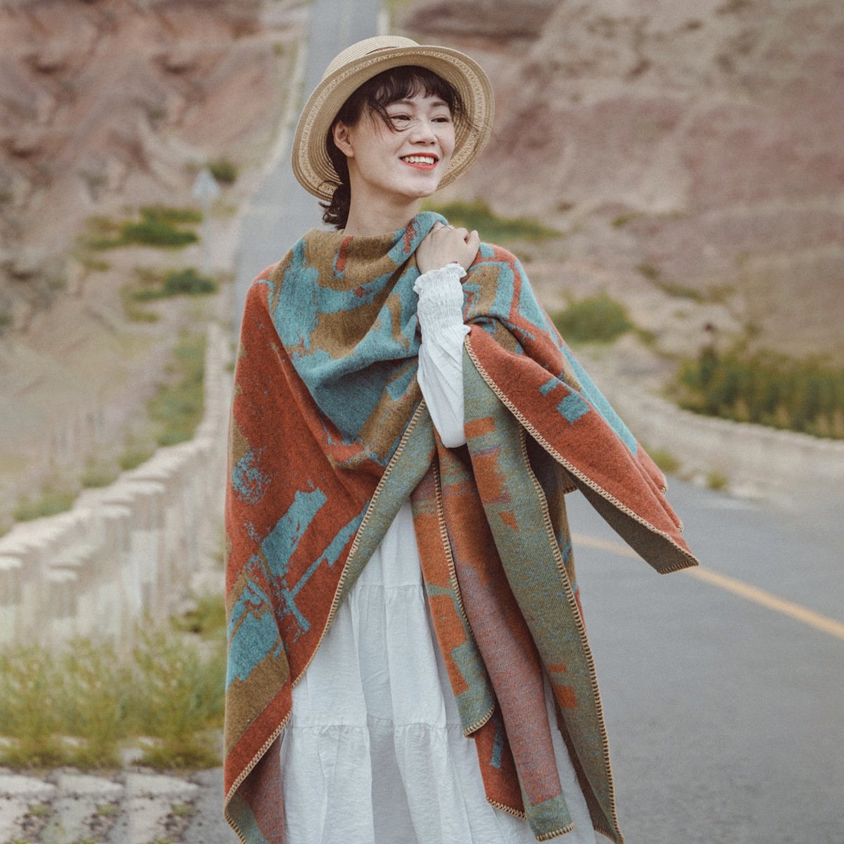 Vintage Shawl Cloak Desert Cloak Scarf for Autumn and Winter