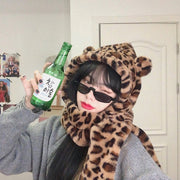 Warm Leopard Hat Scarf