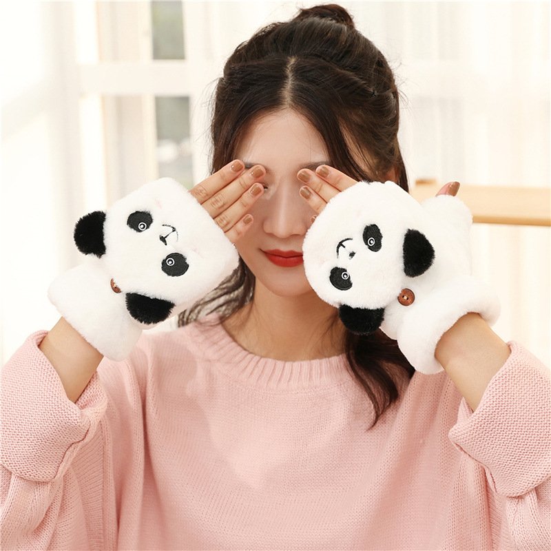 Warm Women's Half Finger Gloves for Cold Weather