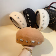 Autumn Winter Rhinestone Wool Beret for Women