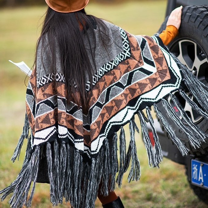 Warm Wool Cape Shawl