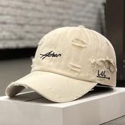 Soft Peaked Cap for Women - Distressed Denim Style