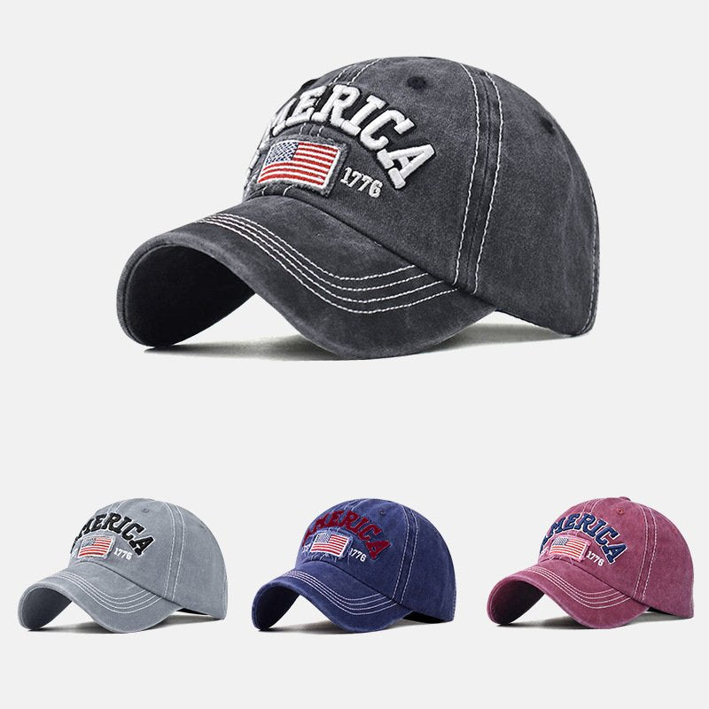 Royal Blue Cotton Embroidered Baseball Cap for Women