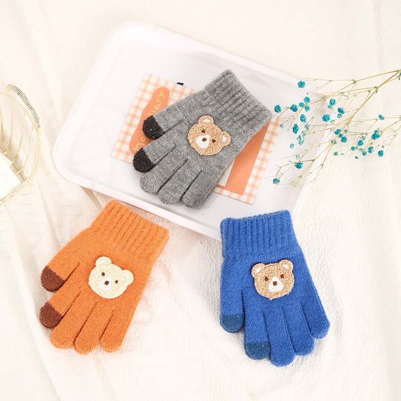 Kids' 5-Finger Knitting Gloves for Boys & Girls