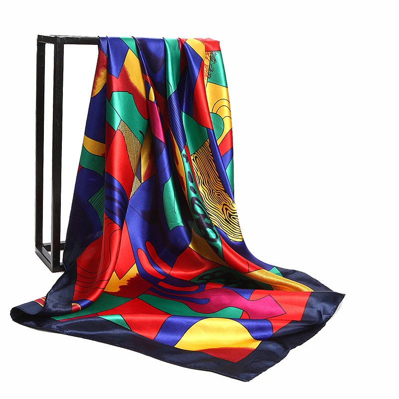 Geometry Satin Square Scarf for Women