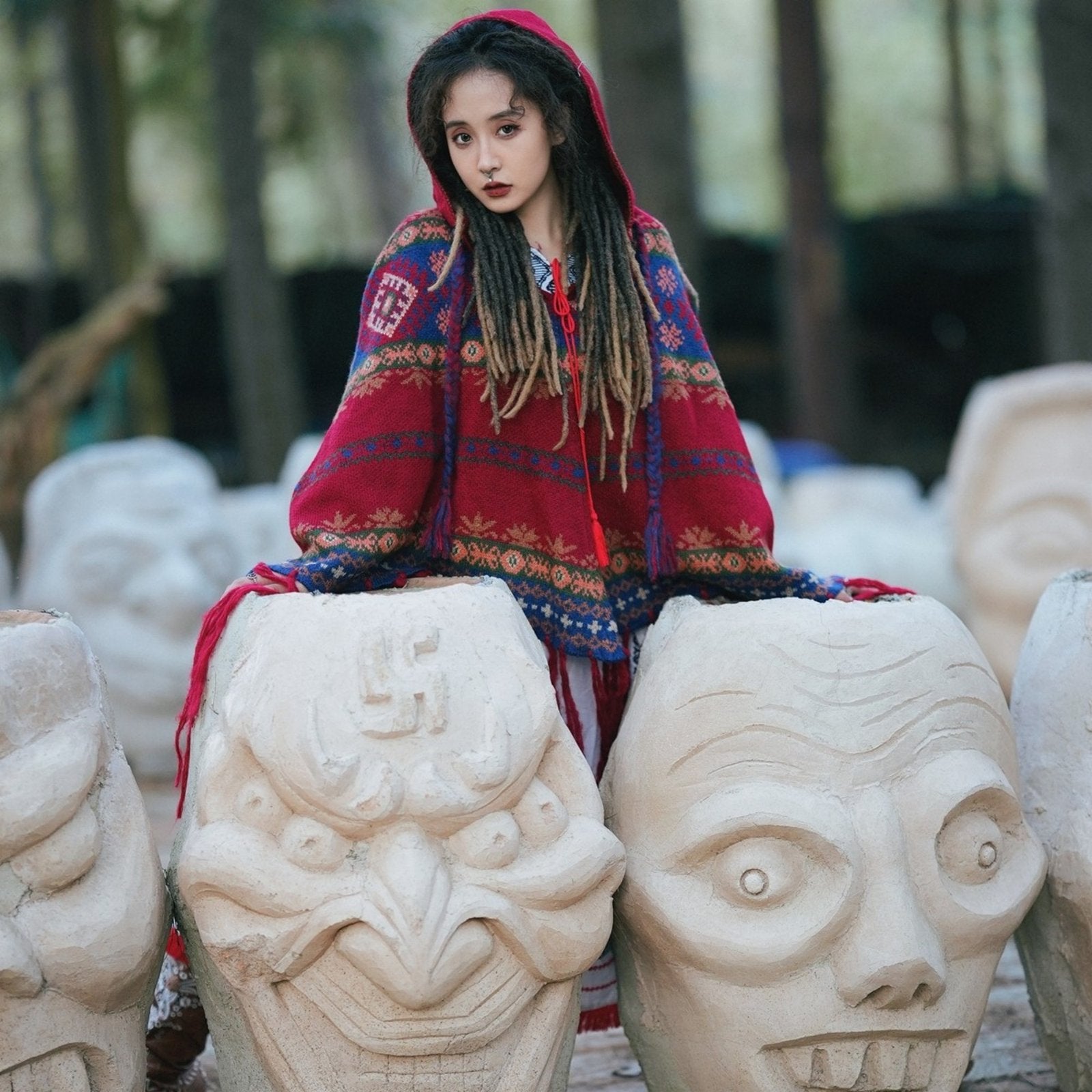 Warm Hooded Shawl Top