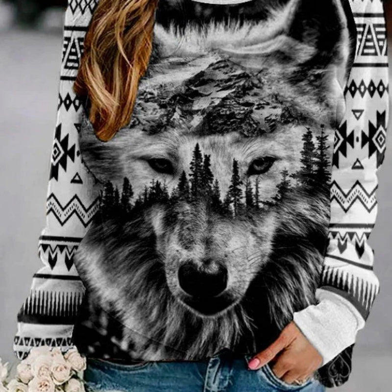 Women's Casual 3D Print Loose Pullover Sweater
