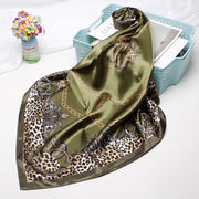 Leopard Print Square Scarf, 90x90cm, Soft Polyester