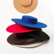 Vintage Woolen Flat Top Bowler Hat for Women