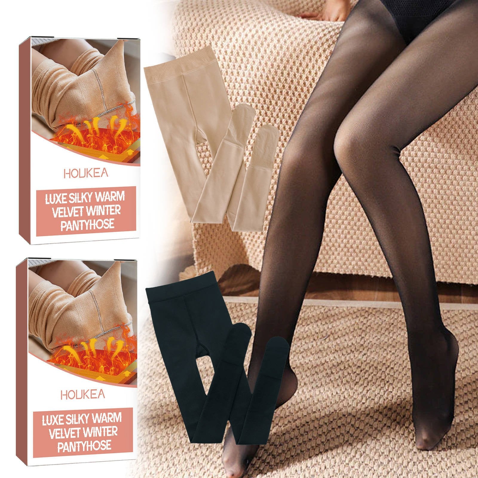 Fleece-Lined Thermal Pantyhose for Women
