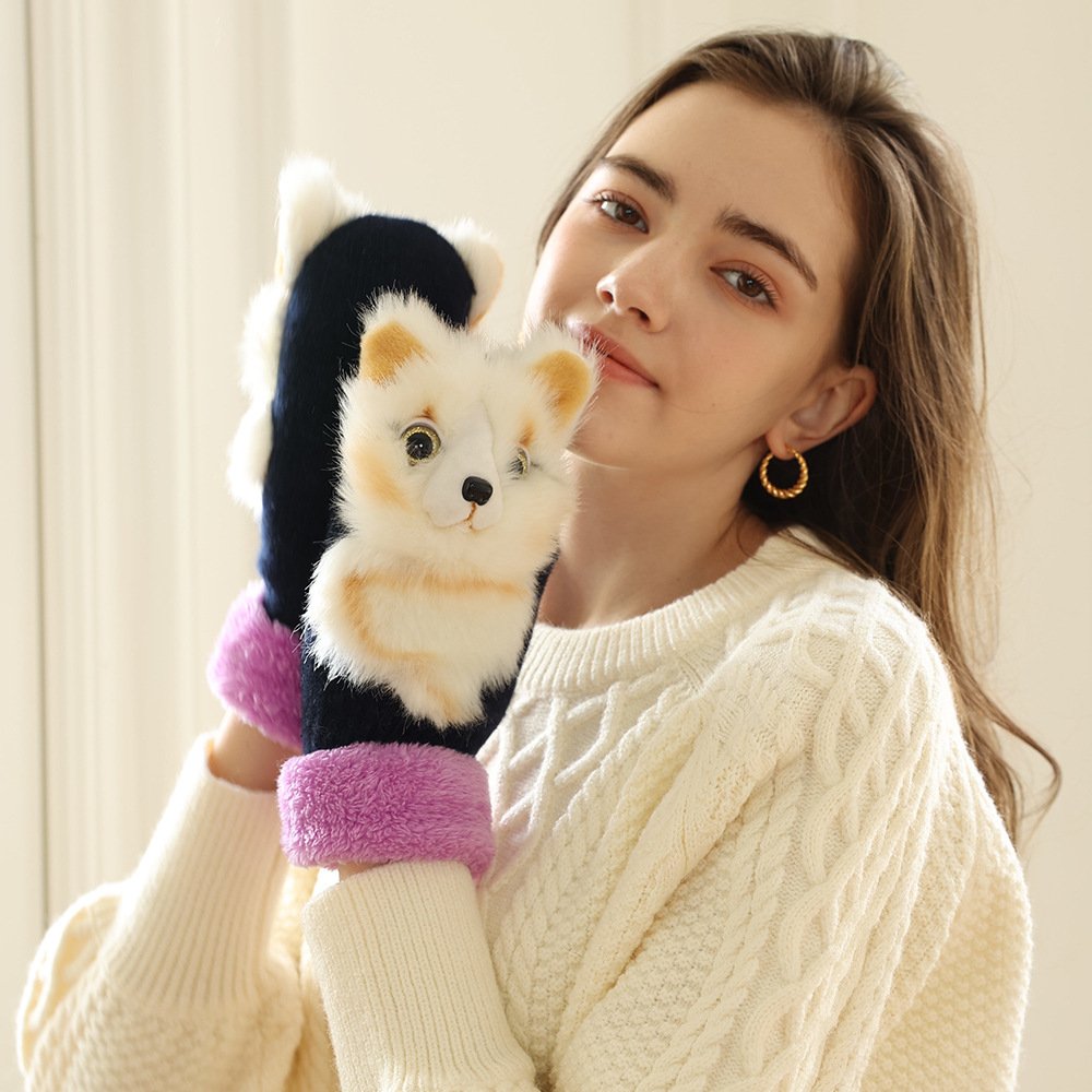 Cozy Cartoon Animal Gloves for Women