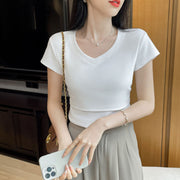Pure Cotton Nursing T-Shirt V-Neck Breastfeeding Base Layer Top